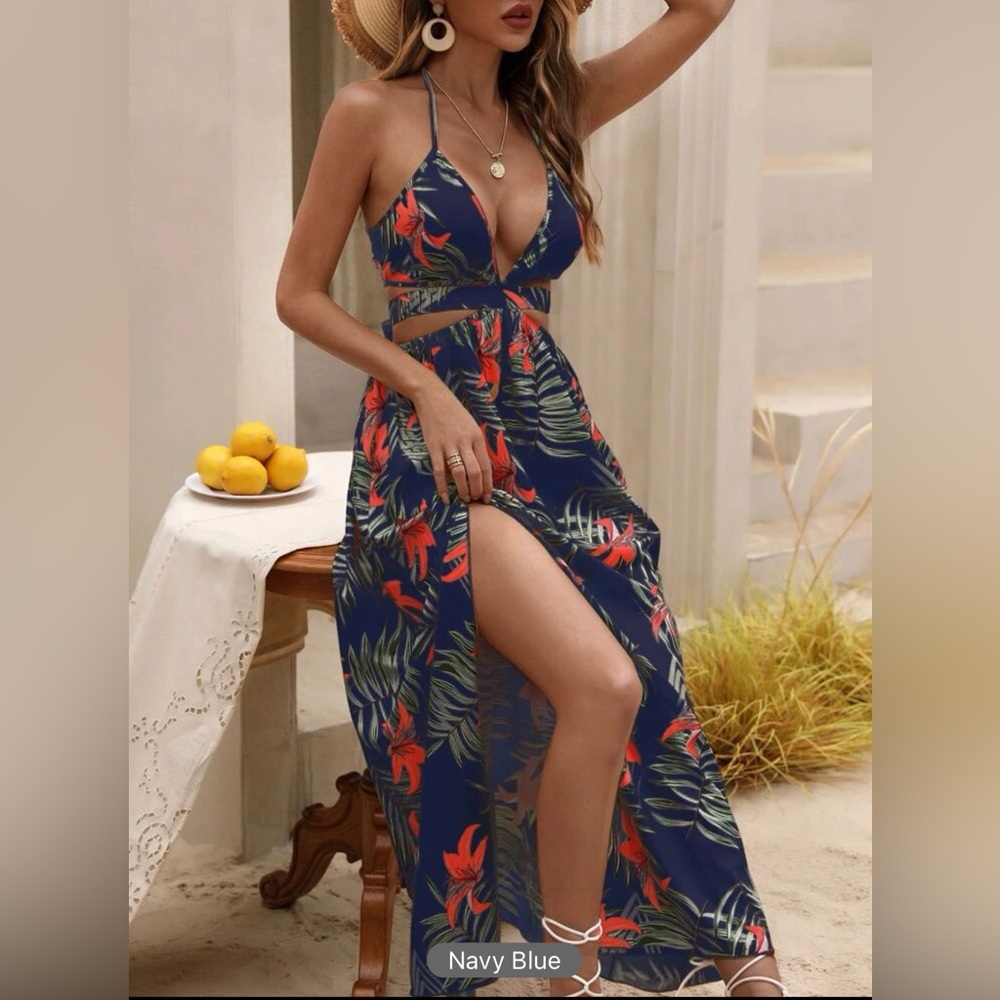 SHEIN Tropical Maxi Dress